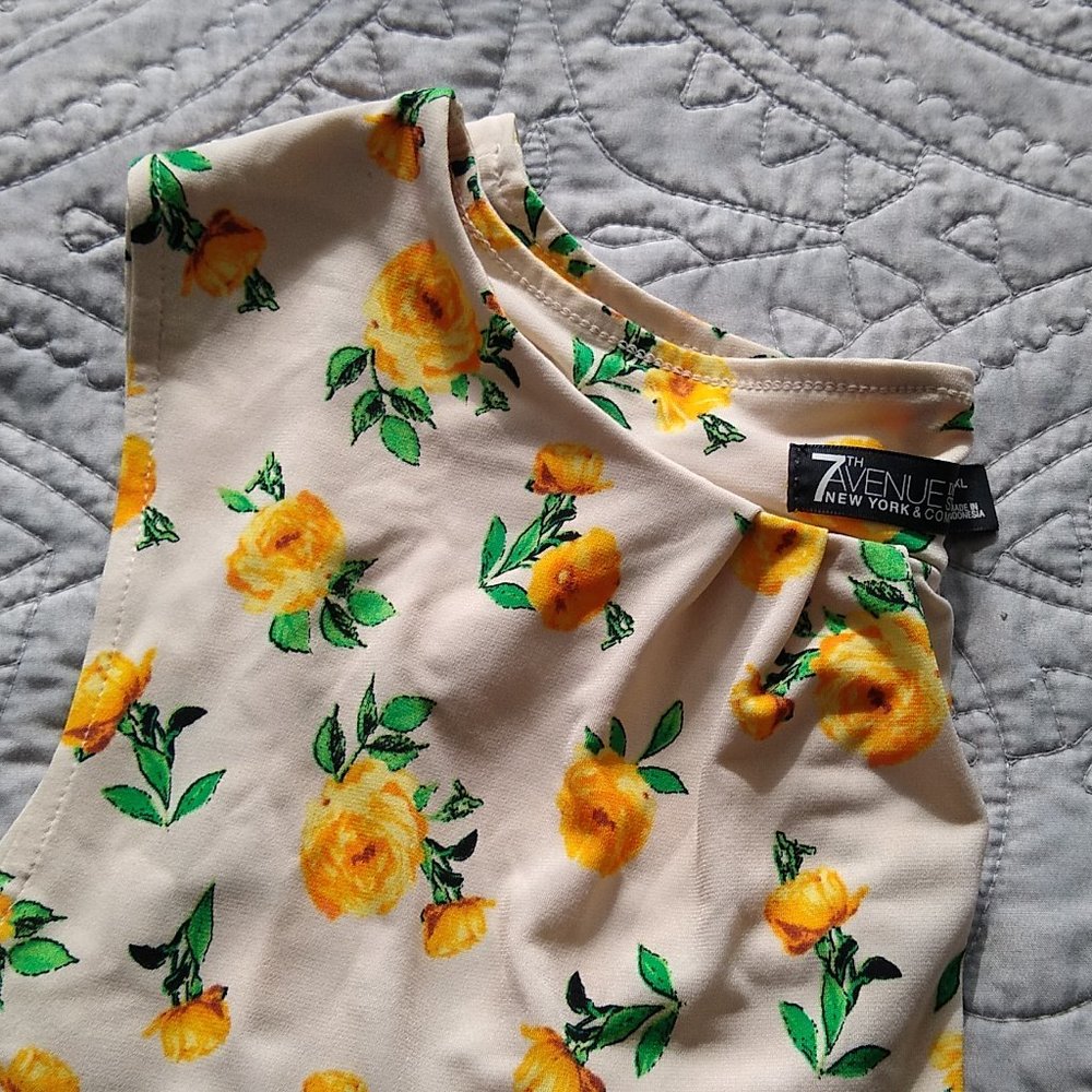 Career Office Ruched Yellow Rose Sleeveless Top